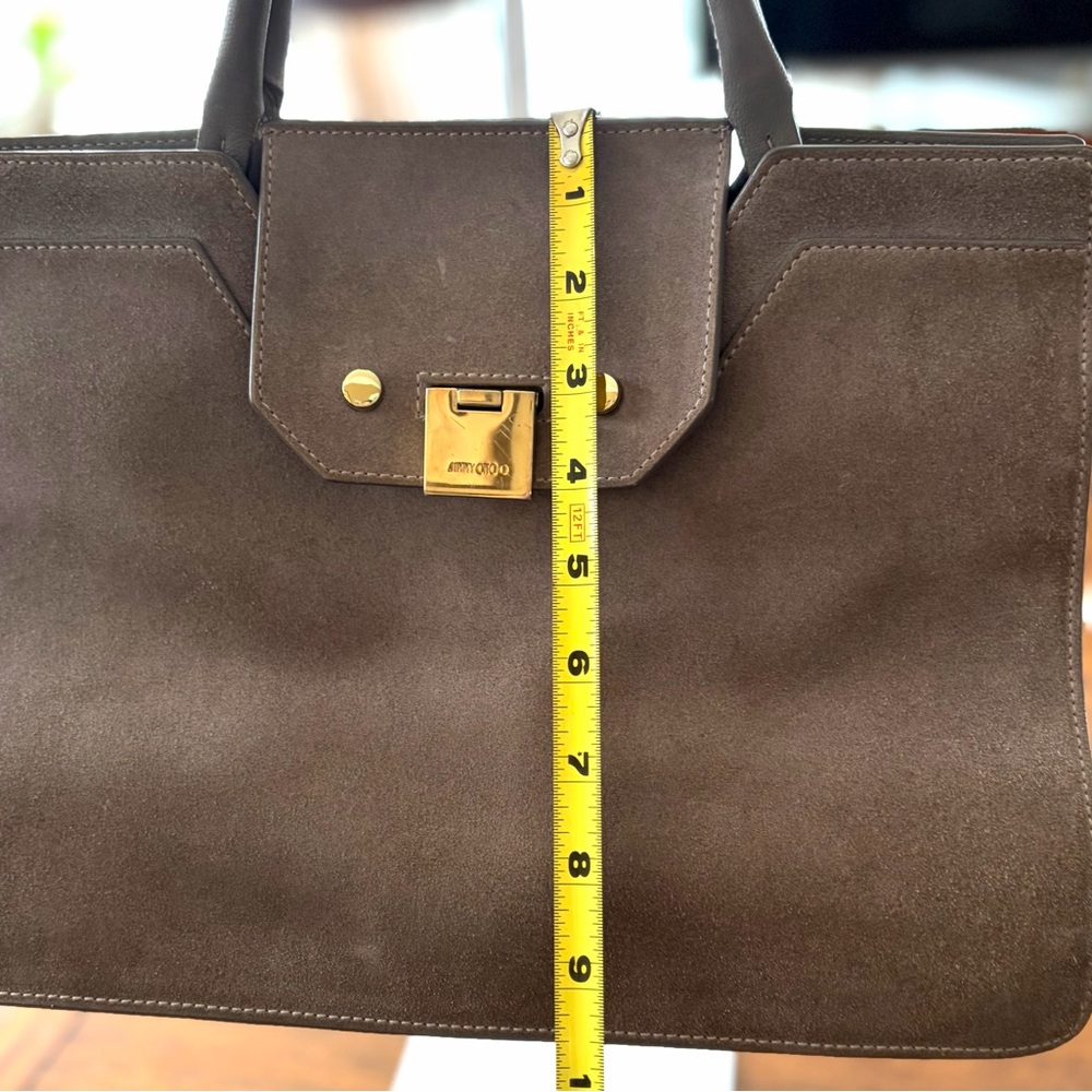 Authentic Jimmy Choo Taupe Suede Rebel Tote 👜 EUC - Picture 10 of 11